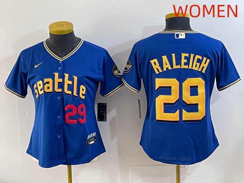 Women 2025 Seattle Mariners #29 Raleigh Blue City Edition Nike MLB Jersey style 2->women mlb jersey->Women Jersey